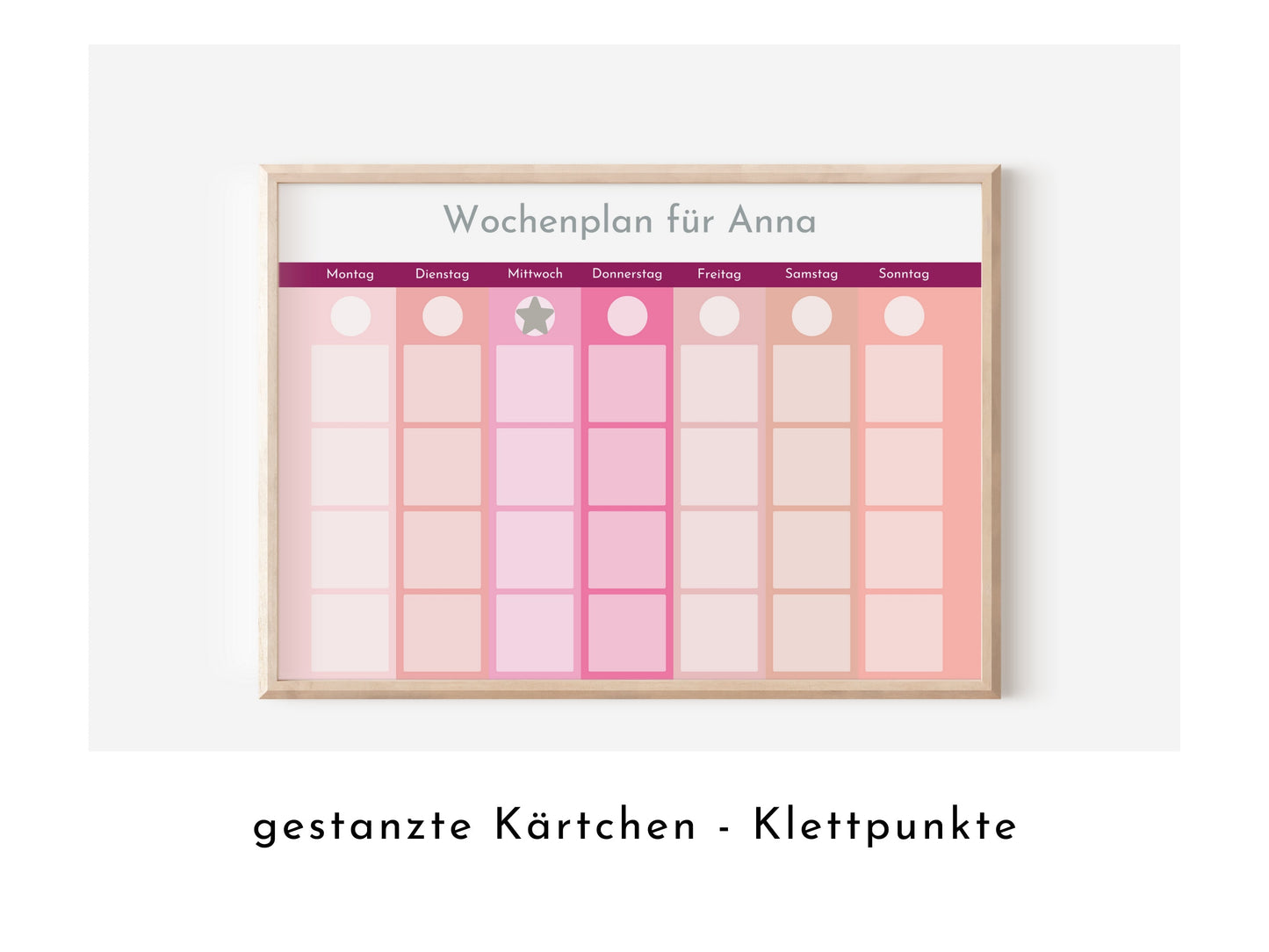 Personalisierter Wochenplan, Kinder und Teenager, 246 Wochenplan Karten, Klett laminiert magnetisch, Montessori Routineplan "Pastell Beeren"