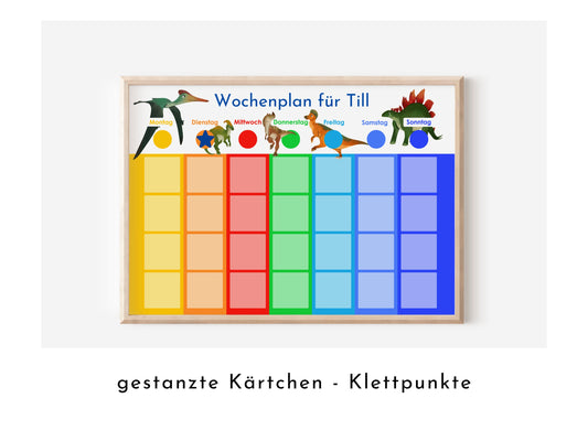 Personalisierter Wochenplan "Montessori-Dinos", 246 Routine Karten, laminiert magnetisch Klett, Routineplan für Kinder von Familie Nordstern