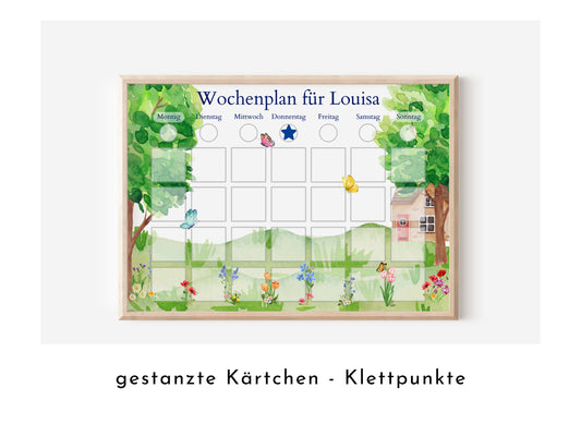 Personalisierter Wochenplan "Garten" für Kinder mit 246 Routine Karten, laminiert magnetisch, Montessori Routineplan von Familie Nordstern