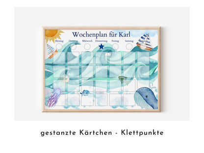 Wochenplan "Segelboote" für Kinder mit 246 Routine Karten, Routineplan personalisiert laminiert magnetisch, Geschenkidee Geburtstag Kinder