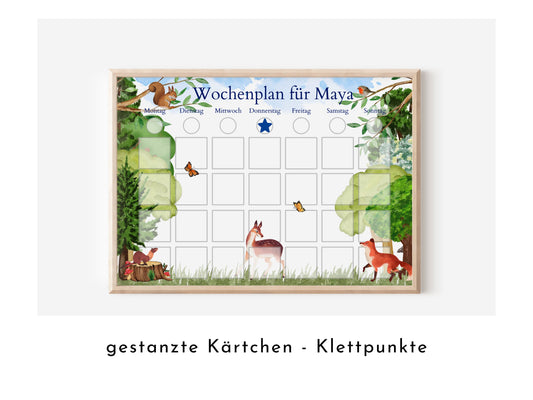 Personalisierter Wochenplan "Wald und Wiese" mit 246 Routine Karten für Kinder, magnetisch, Montessori Routineplan von Familie Nordstern