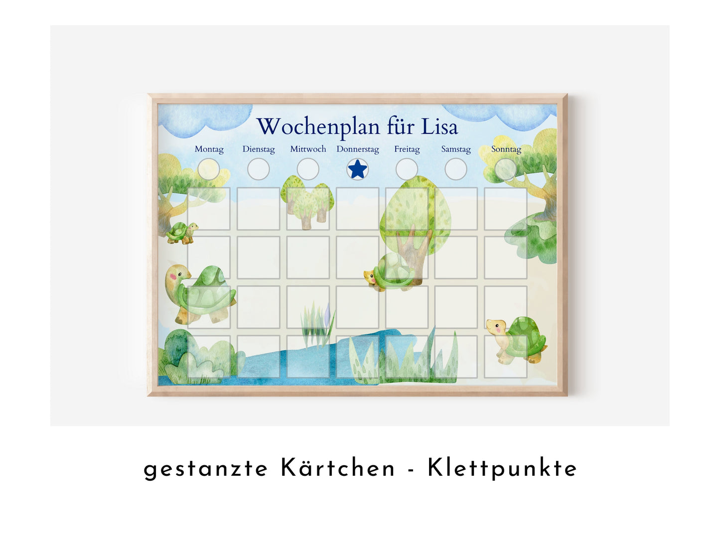 Personalisierter Kinder Wochenplan "Schildkröten", 246 Routine Karten, laminiert, magnetisch, Montessori Routineplan von Familie Nordstern