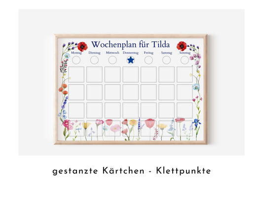 Personalisierter Wochenplan "Blumen" für Kinder und Teenager, 246 Routine Karten, laminiert magnetisch, Routineplan nach Montessori