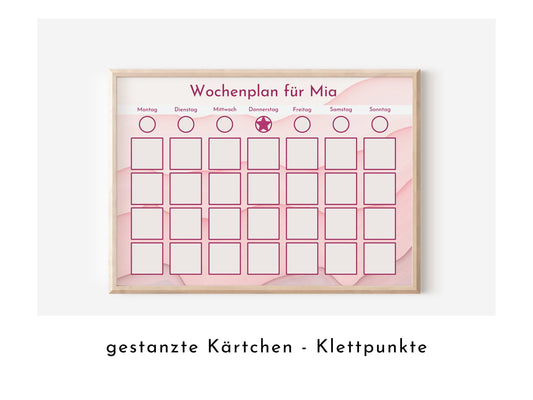 Wochenplan "Turmalin" mit Name personalisiert, 246 Routine Karten, laminiert magnetisch Klett, Routineplan für Kinder und Jugendliche