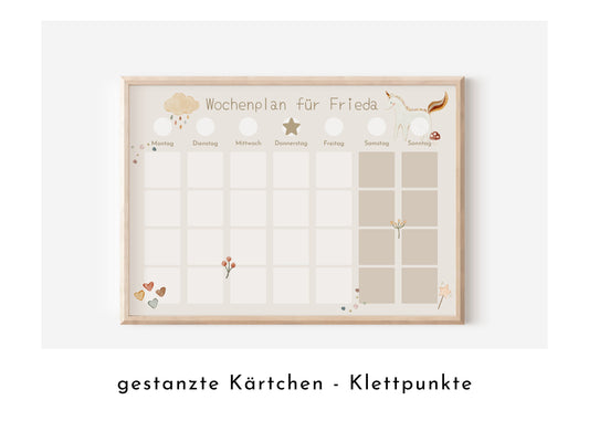 Personalisierter Wochenplan "Einhorn und Wolke", 246 Routine Karten, Routineplan für Kinder, Montessori Wochenroutine Familie Nordstern