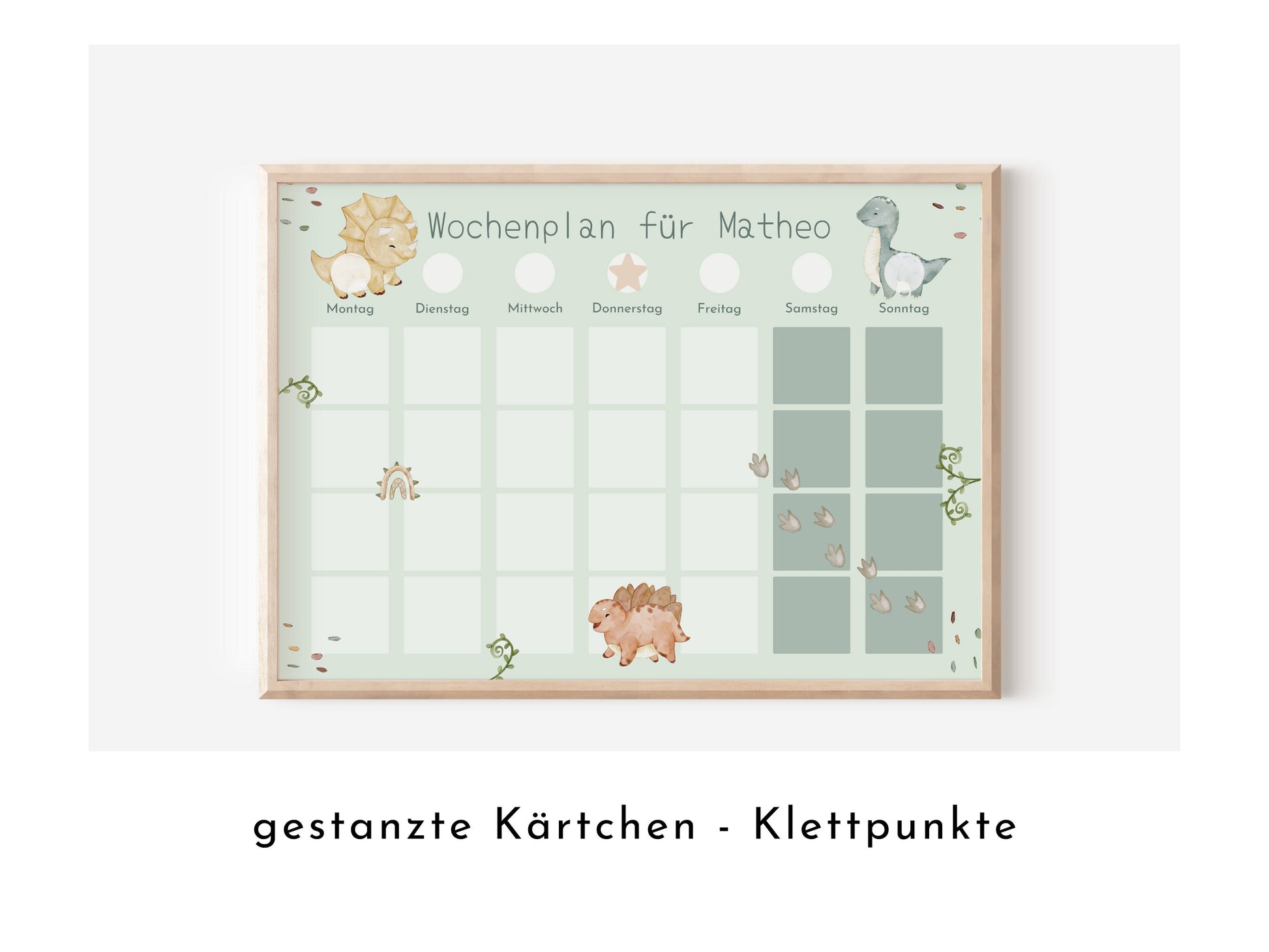 Wochenplan "Baby Dinos" mit Name personalisiert, 246 Routine Karten, laminiert magnetisch Klett, Routineplan für Kinder Familie Nordstern