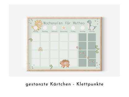 Wochenplan "Baby Dinos" mit Name personalisiert, 246 Routine Karten, laminiert magnetisch Klett, Routineplan für Kinder Familie Nordstern