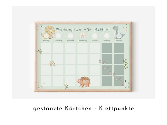 Wochenplan "Baby Dinos" mit Name personalisiert, 246 Routine Karten, laminiert magnetisch Klett, Routineplan für Kinder Familie Nordstern