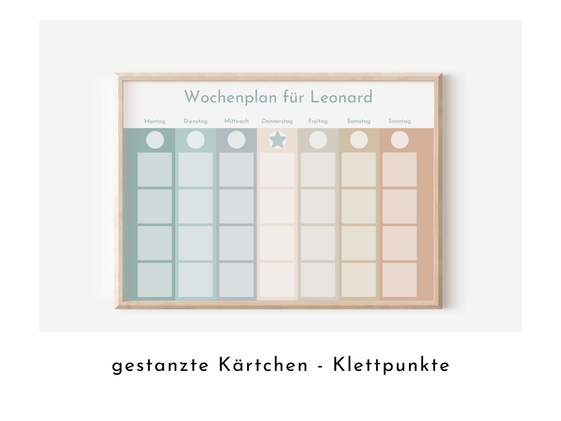 Wochenplan "Salbei und Haselnuss" mit Name personalisiert, 246 Routine Karten, laminiert magnetisch, Routineplan für Kinder und Jugendliche