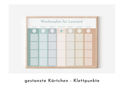 Wochenplan "Salbei und Haselnuss" mit Name personalisiert, 246 Routine Karten, laminiert magnetisch, Routineplan für Kinder und Jugendliche