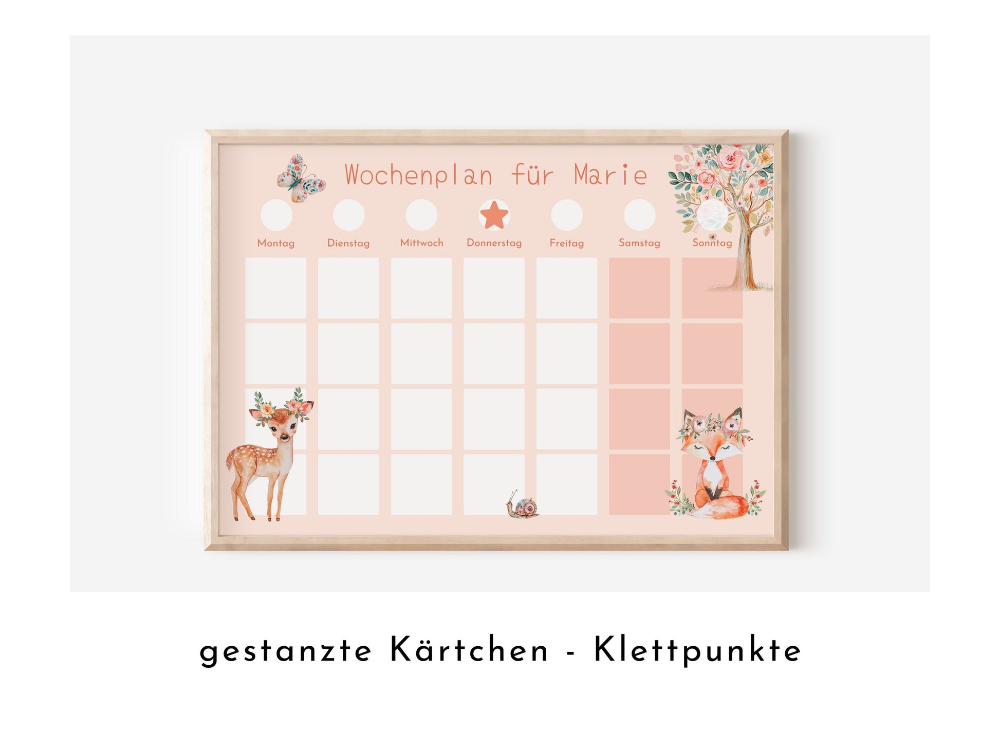 Wochenplan "Fantasie" mit Name personalisiert, 246 Routine Karten, laminiert magnetisch Klett, Routineplan für Kinder und Jugendliche