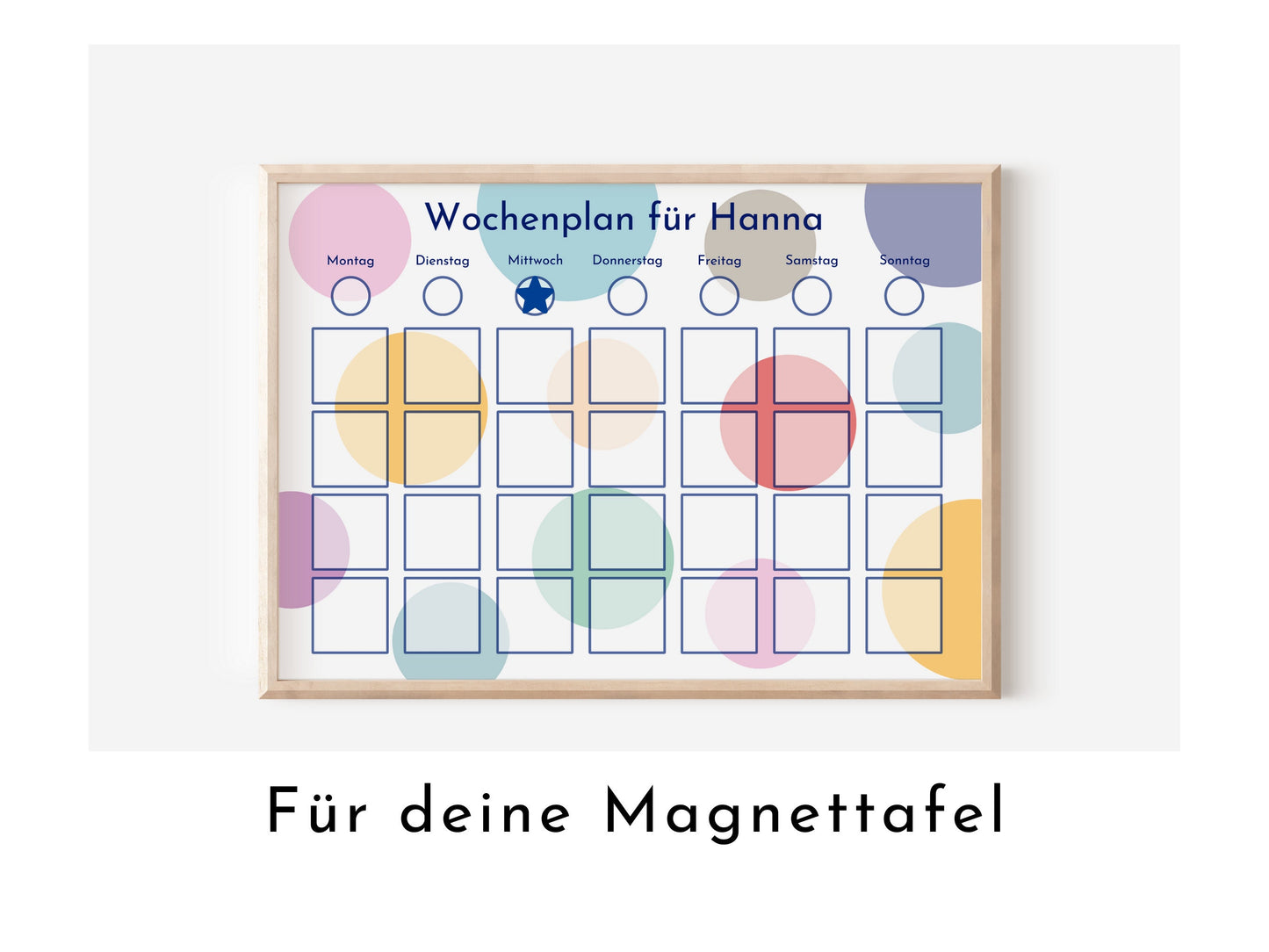 Magnetboard Wochenplan "Bunte Kreise" für Kinder, 246 Routine Karten, 40-80 Neodym-Magnete, Montessori Routineplan von Familie Nordstern