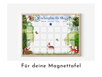 Magnetboard Wochenplan "Wald und Wiese" für Kinder, 246 Routine Karten, Bildkarten, Magneten, Montessori Routineplan von Familie Nordstern