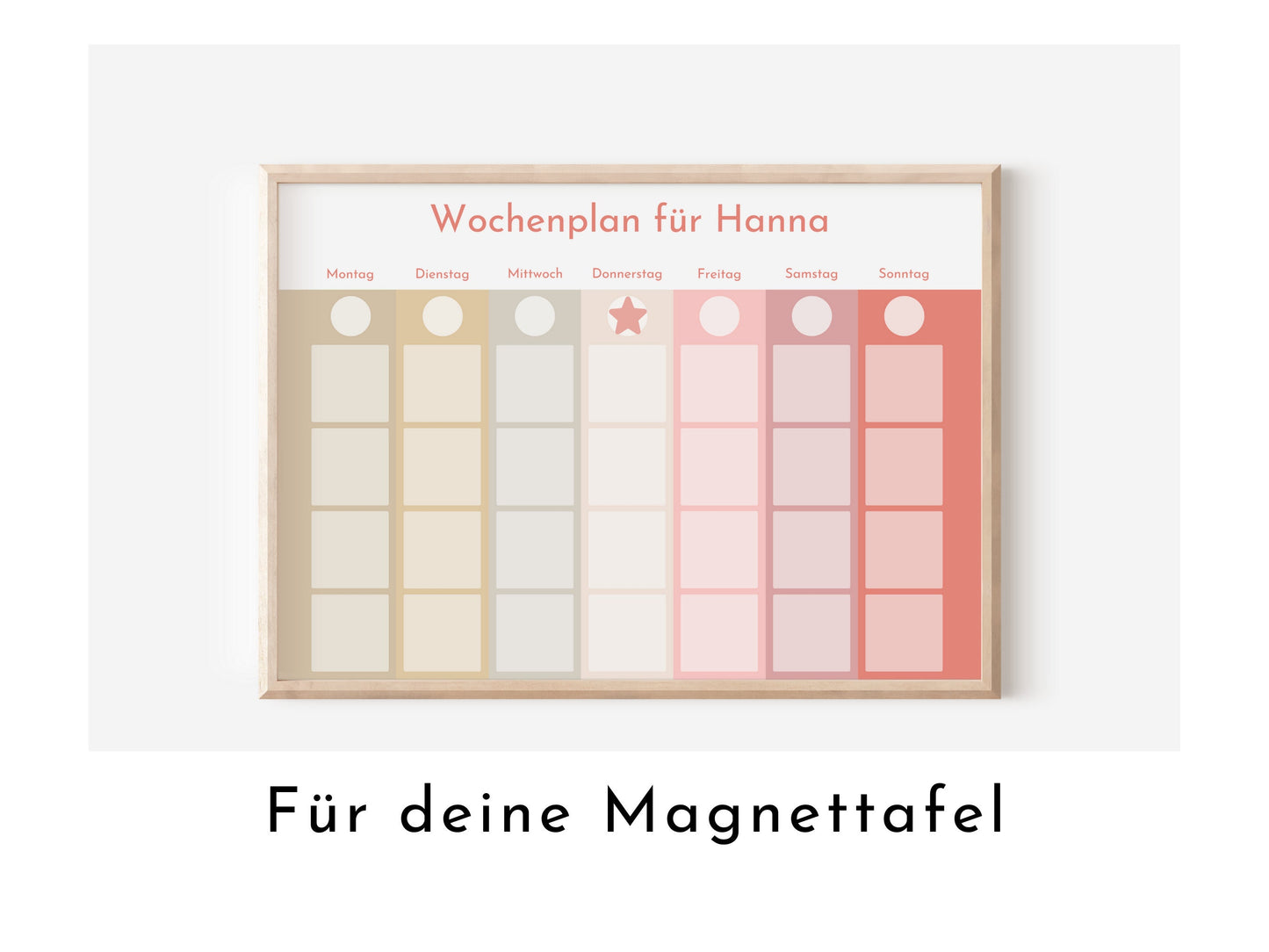 Personalisierter Magnetboard Wochenplan "Erdbeer Haselnuss" für Kinder, 246 Routine Karten, Magnet, Montessori Routineplan Familie Nordstern