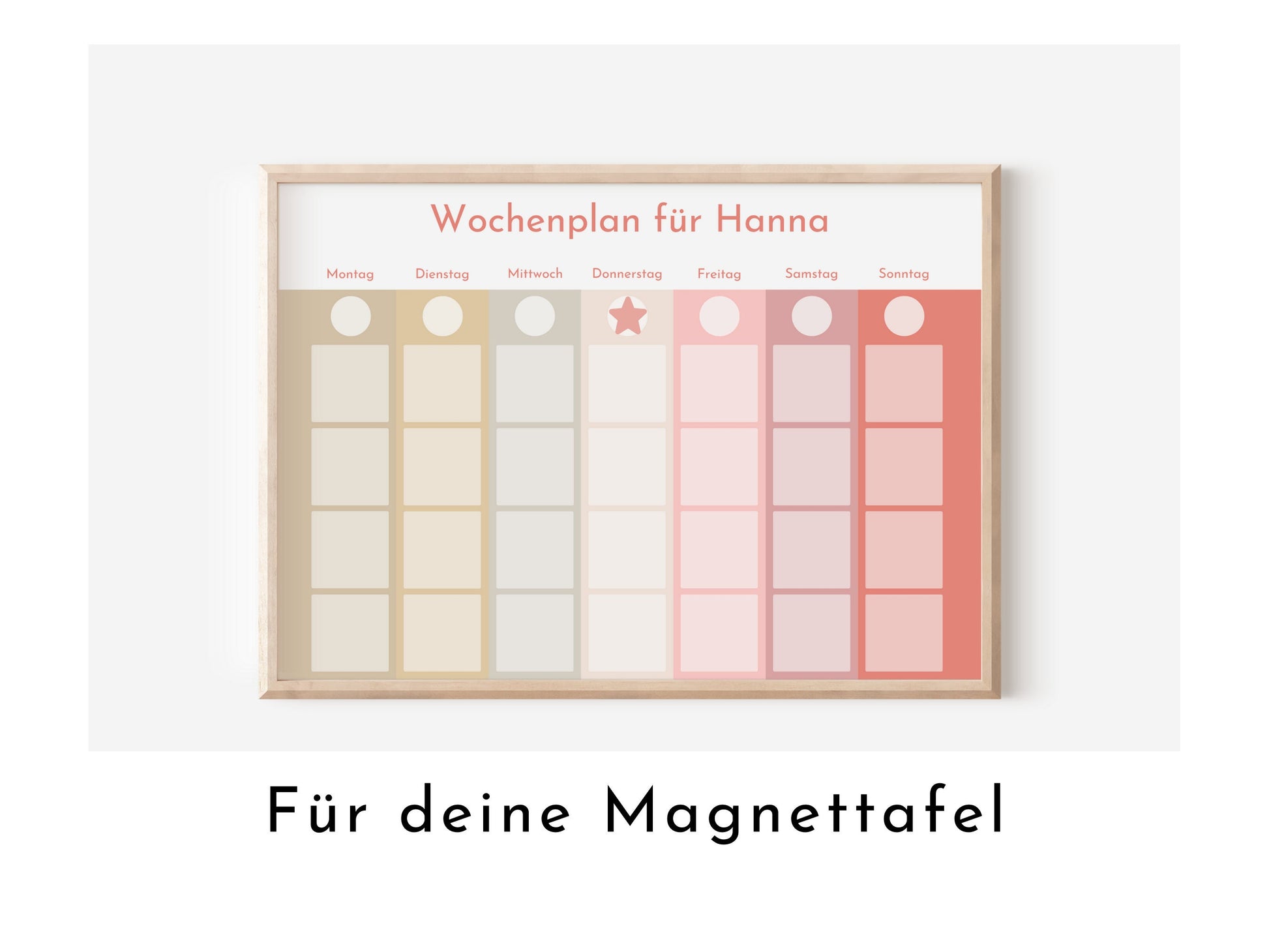 Personalisierter Magnetboard Wochenplan "Erdbeer Haselnuss" für Kinder, 246 Routine Karten, Magnet, Montessori Routineplan Familie Nordstern