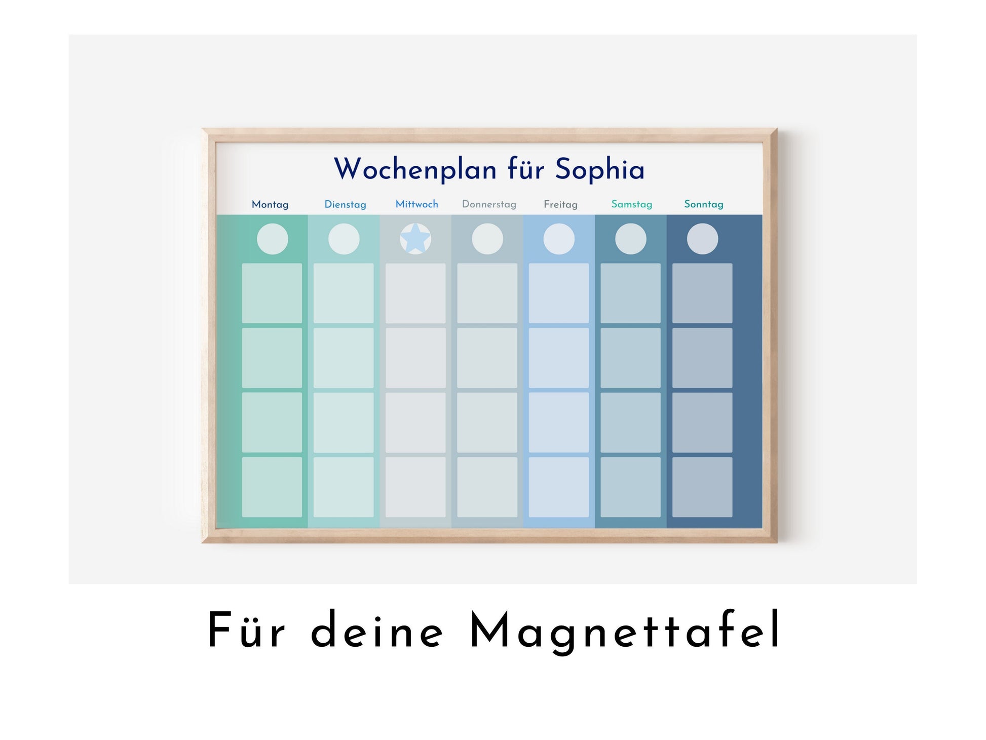 Magnetboard Wochenplan "Winter" personalisiert, Kinder und Teenager, 246 Routine Karten, Neodym-Magnete, Routineplan von Familie Nordstern