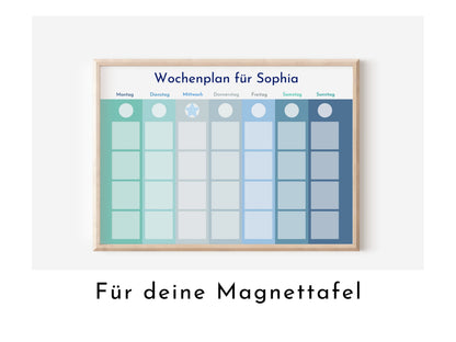 Magnetboard Wochenplan "Winter" personalisiert, Kinder und Teenager, 246 Routine Karten, Neodym-Magnete, Routineplan von Familie Nordstern