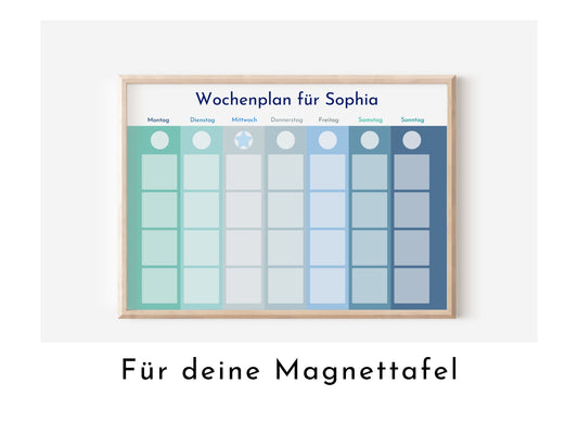 Magnetboard Wochenplan "Winter" personalisiert, Kinder und Teenager, 246 Routine Karten, Neodym-Magnete, Routineplan von Familie Nordstern