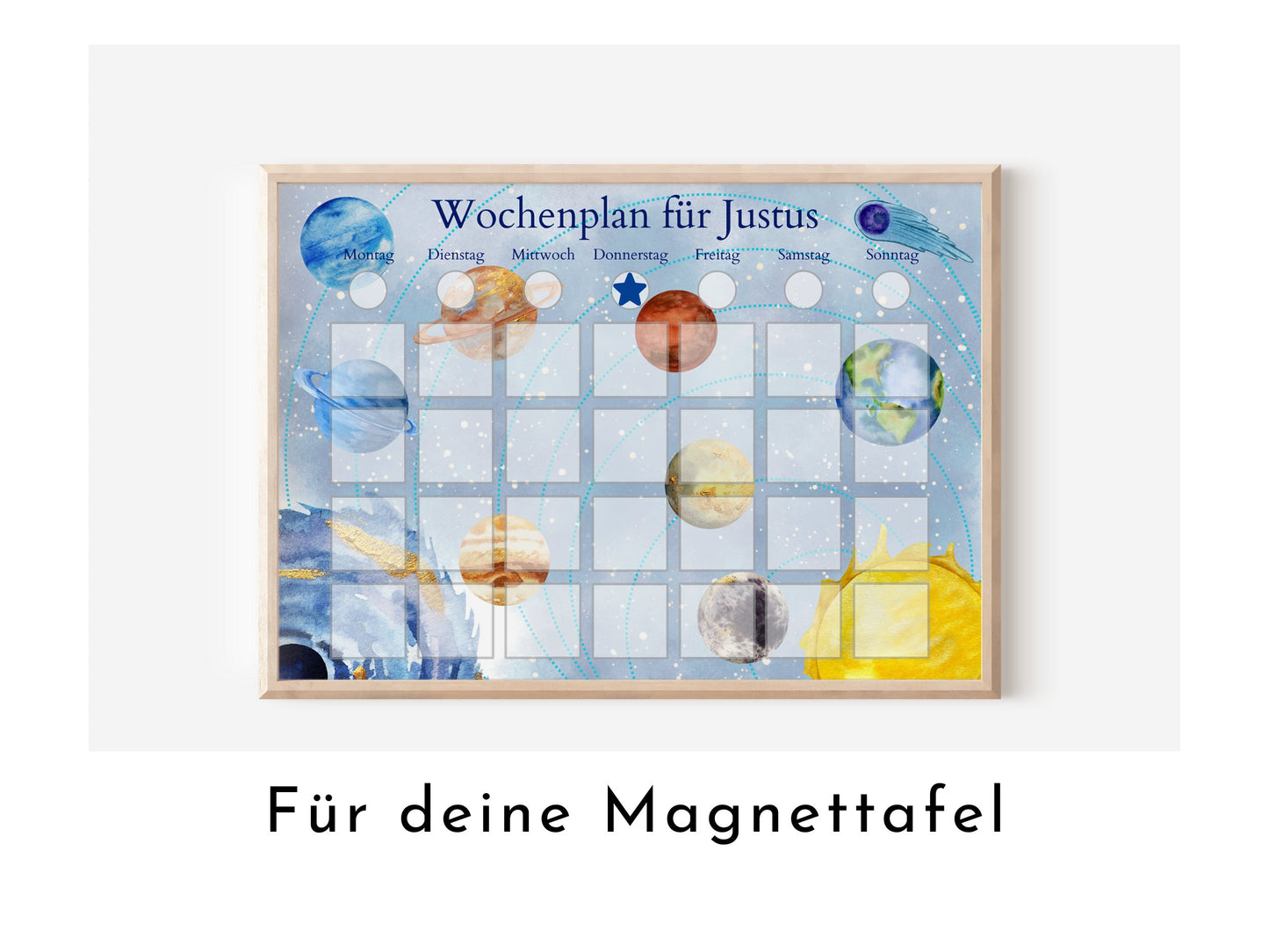 Wochenplan für dein Magnetboard, 246 Routine Karten für Kinder und Jugendliche, Neodym-Magnete, Routineplan "Milchstraße"