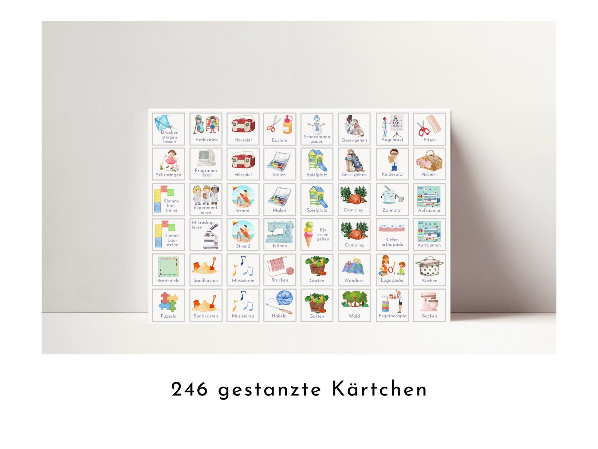 246 Wochenkärtchen, Aktivitätskarten, Wochenplan Kärtchen, Routine Karten nach Montessori, kompatibel mit Wochenplänen von Familie Nordstern