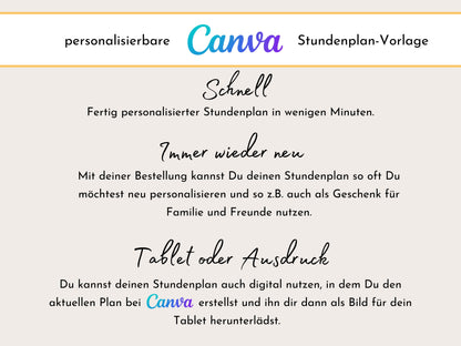 Stundenplan mit Namen personalisierbar I Tagesplan Schule Sofort-Download I Kinder Geburtstag Geschenk I Stundenplan DIN A4 I Schulanfang