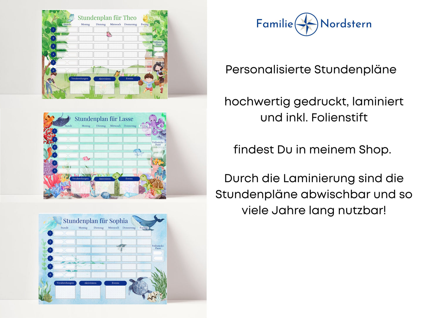 Stundenplan mit Namen personalisierbar I Tagesplan Schule Sofort-Download I Kinder Geburtstag Geschenk I Stundenplan DIN A4 I Schulanfang