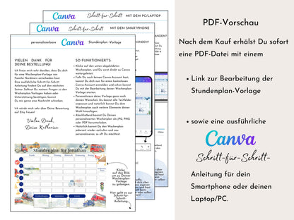 Stundenplan mit Namen personalisierbar I Tagesplan Schule Sofort-Download I Kinder Geburtstag Geschenk I Stundenplan DIN A4 I Schulanfang