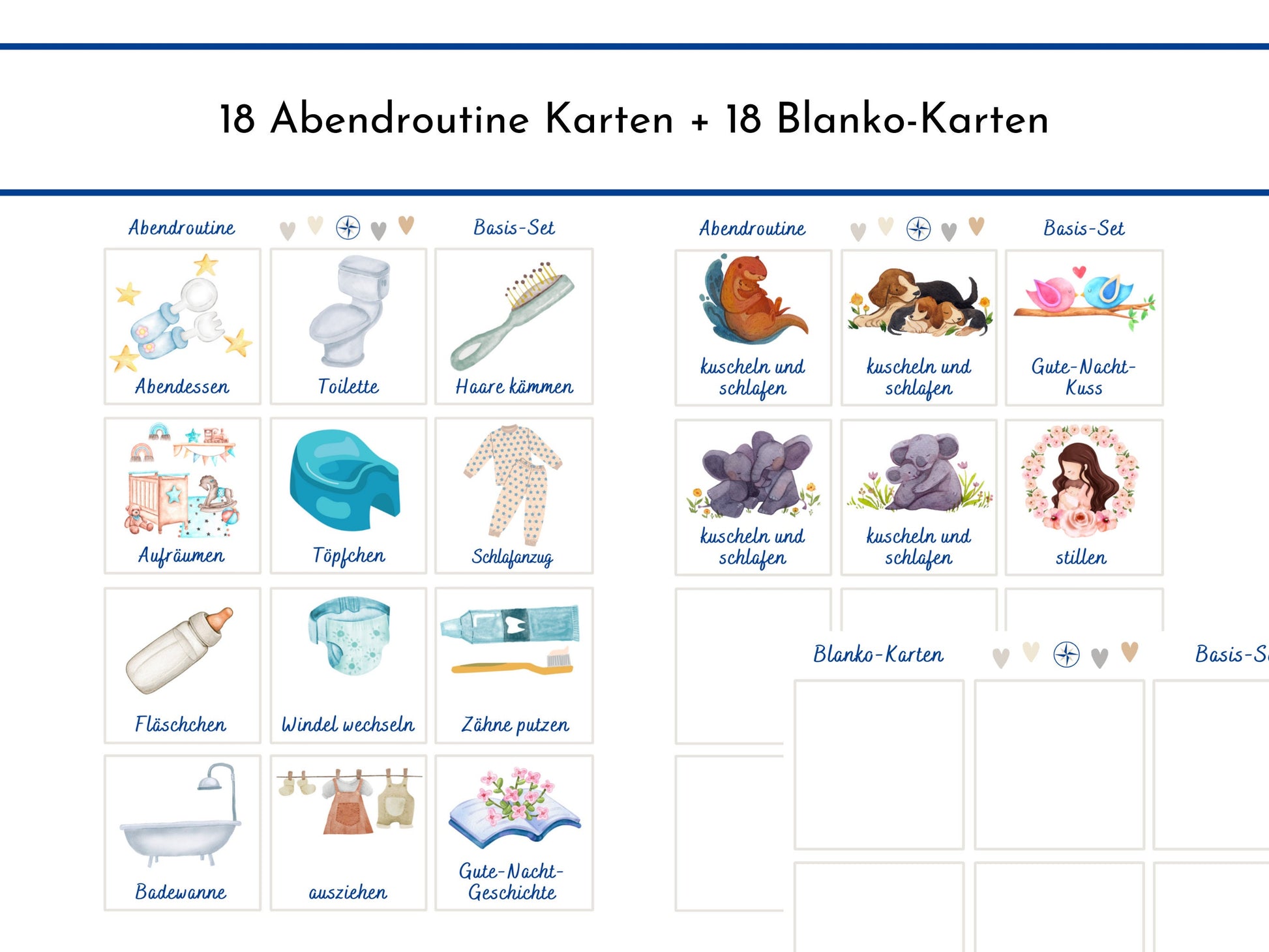 42 Kinder Routine Karten, PDF Sofort-Download, personalisierbar Morgen- und Abendroutine Plan für einen harmonischen Tagesablauf Kleinkinder