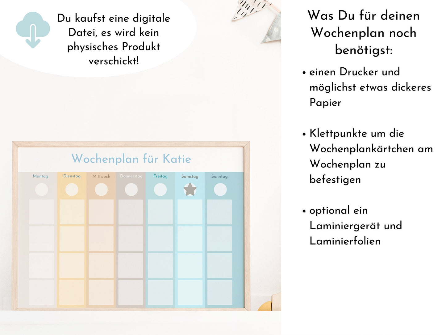 Wochenplan für Kinder, 288 Routine Karten, PDF Sofort-Download, personalisierbar, Geschenkidee Geburtstag und zum Verschenken "Farben Beach"