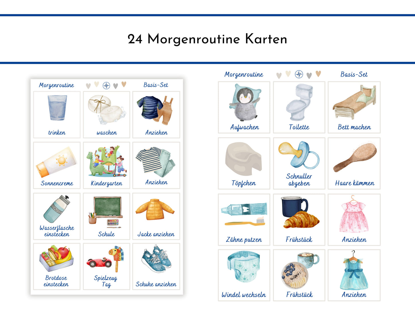 42 Kinder Routine Karten, PDF Sofort-Download, personalisierbar Morgen- und Abendroutine Plan für einen harmonischen Tagesablauf Kleinkinder