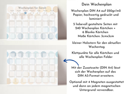 Wochenplan "Wasser und Sand" personalisiert für Kinder, 246 Routine Karten, laminiert magnetisch,