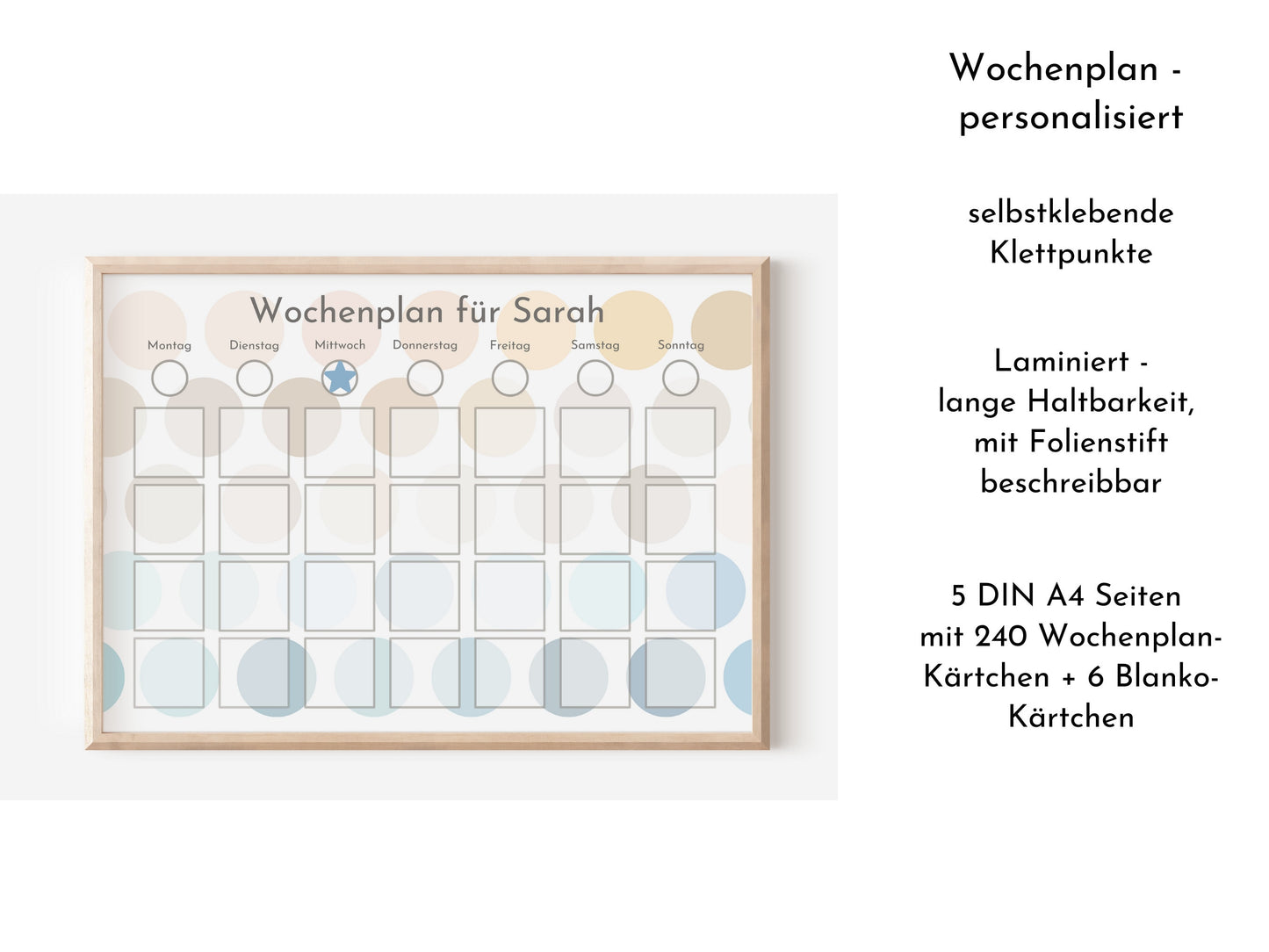 Wochenplan "Wasser und Sand" personalisiert für Kinder, 246 Routine Karten, laminiert magnetisch,