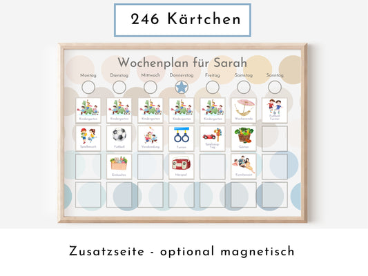 Wochenplan "Wasser und Sand" personalisiert für Kinder, 246 Routine Karten, laminiert magnetisch,