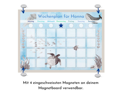 Personalisierter Wochenplan "Meer" für Kinder, 246 Routine Karten, magnetisch, laminiert, Routineplan nach Montessori von Familie Nordstern