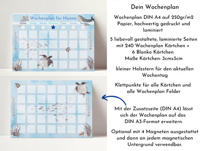 Personalisierter Wochenplan "Meer" für Kinder, 246 Routine Karten, magnetisch, laminiert, Routineplan nach Montessori von Familie Nordstern