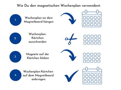 Magnetboard Wochenplan "Sonnenaufgang" personalisiert für Kinder und Teenager, 246 Routine Karten, Neodym-Magnete, Montessori Routineplan