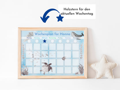 Personalisierter Wochenplan "Meer" für Kinder, 246 Routine Karten, magnetisch, laminiert, Routineplan nach Montessori von Familie Nordstern