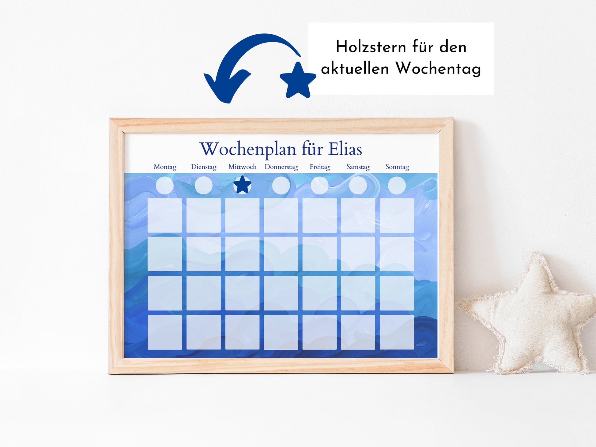 Personalisierter Wochenplan "Wellen" für Kinder, 246 Routine Karten, laminiert, Montessori Routineplan mit Bildkarten von Familie Nordstern