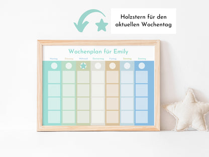 Personalisierter Wochenplan "Morgentau" für Kinder und Jugendliche, 246 Routine Karten, laminiert magnetisch Klett, Montessori Routineplan