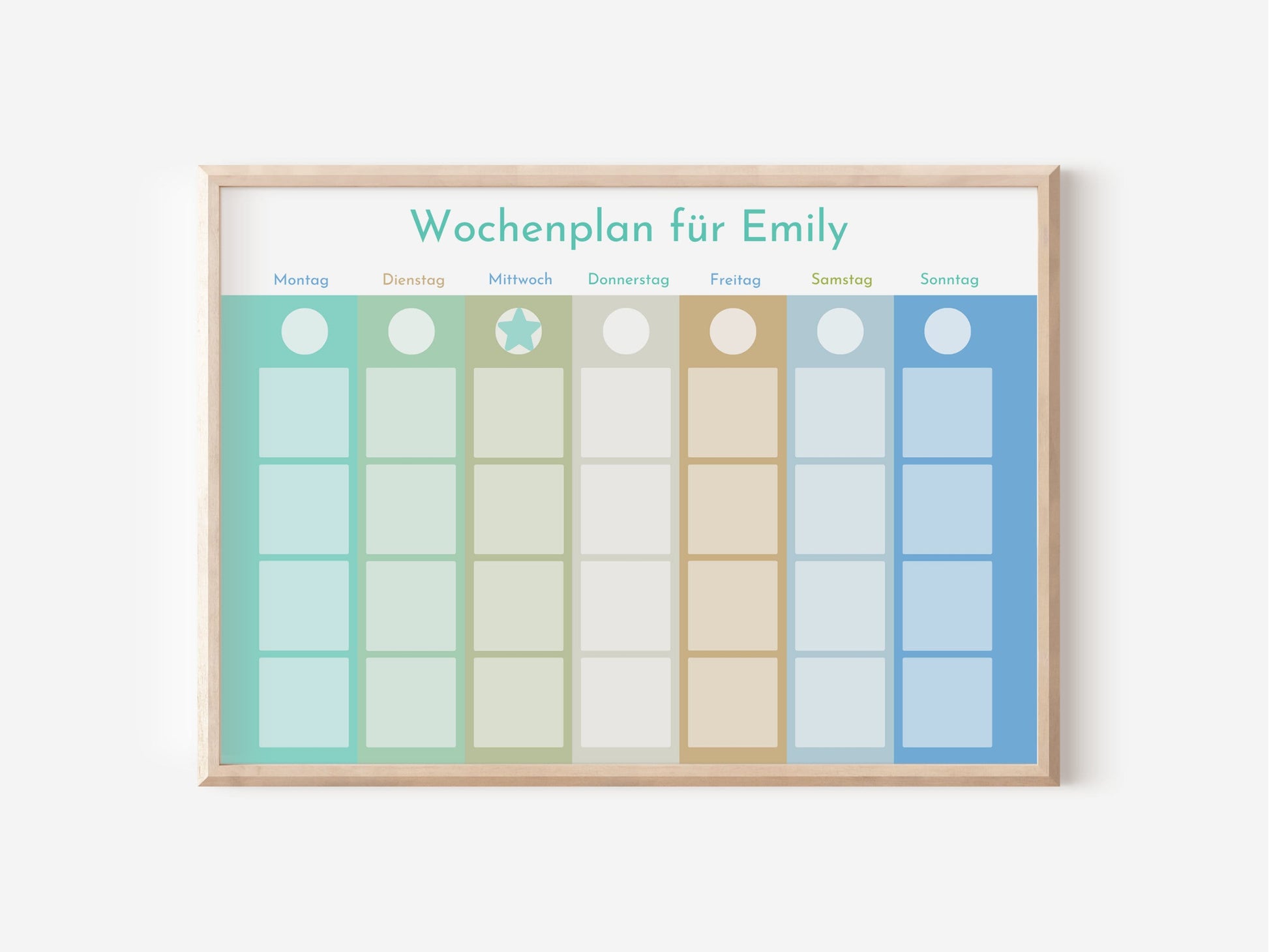 Personalisierter Wochenplan "Morgentau" für Kinder und Jugendliche, 246 Routine Karten, laminiert magnetisch Klett, Montessori Routineplan